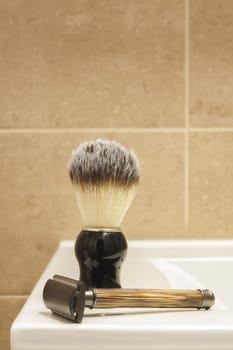 A luxury classic razor for a smooth, safe and stylish shave. Selective focus with shallow depth of field.