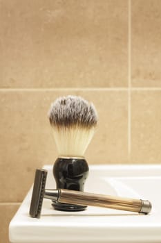 A luxury classic razor for a smooth, safe and stylish shave. Selective focus with shallow depth of field.
