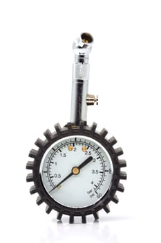 Analog pressure gauge for measuring the pressure of car, motorcycle and bicycle tires.