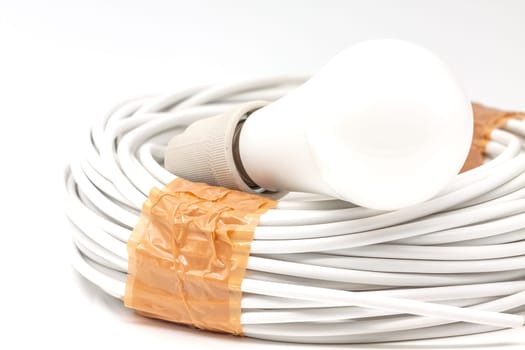 Electric ceramic socket model E27, for lighting. Selective focus with shallow depth of field.