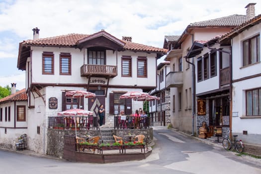 Zlatograd, Bulgaria - July 9,2021-Traditional Bulgarian house from the Revival era. Selective focus with shallow depth of field.