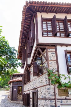 Zlatograd, Bulgaria - July 9,2021-Traditional Bulgarian house from the Revival era. Selective focus with shallow depth of field.