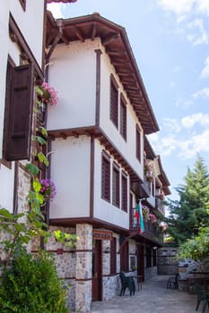 Zlatograd, Bulgaria - July 9,2021-Traditional Bulgarian house from the Revival era. Selective focus with shallow depth of field.