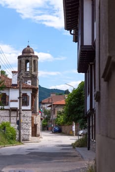 Zlatograd, Bulgaria - July 9,2021-Traditional Bulgarian house from the Revival era. Selective focus with shallow depth of field.