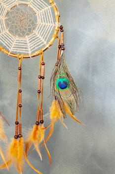 Dreamcatcher - a traditional mascot for Native American folklore. Selective focus with shallow depth of field.
