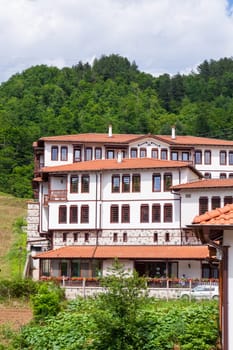 Zlatograd, Bulgaria - July 9,2021-Traditional Bulgarian house from the Revival era. Selective focus with shallow depth of field.