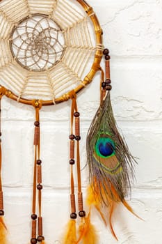 Dreamcatcher - a traditional mascot for Native American folklore. Selective focus with shallow depth of field.