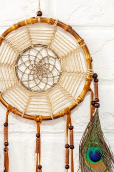 Dreamcatcher - a traditional mascot for Native American folklore. Selective focus with shallow depth of field.