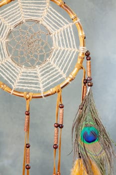 Dreamcatcher - a traditional mascot for Native American folklore. Selective focus with shallow depth of field.