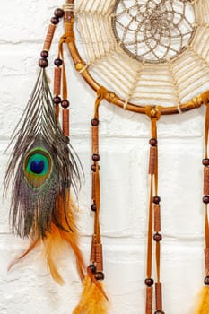 Dreamcatcher - a traditional mascot for Native American folklore. Selective focus with shallow depth of field.