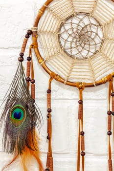 Dreamcatcher - a traditional mascot for Native American folklore. Selective focus with shallow depth of field.