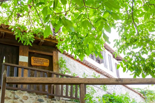 Zlatograd, Bulgaria - July 9,2021-Traditional Bulgarian house from the Revival era. Selective focus with shallow depth of field.