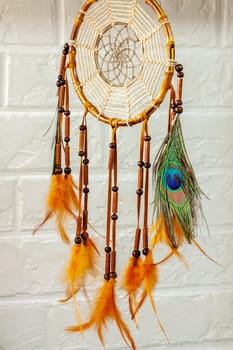 Dreamcatcher - a traditional mascot for Native American folklore. Selective focus with shallow depth of field.