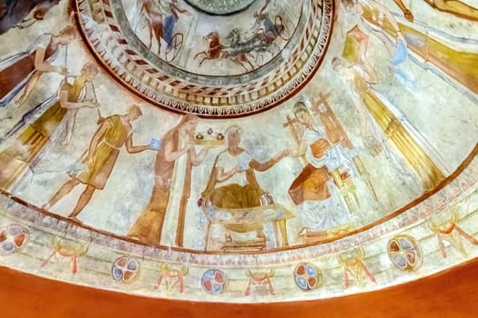 Detail of a mural of a Thracian tomb in the Valley of the Thracian Kings - located in the region of Kazanlak, Bulgaria.