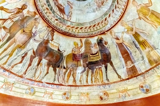 Detail of a mural of a Thracian tomb in the Valley of the Thracian Kings - located in the region of Kazanlak, Bulgaria.