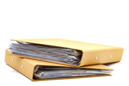 Cardboard folders for storing and archiving documents. Selective focus with shallow depth of field.
