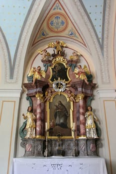 Altar of St. John of Nepomuk in the parish church of Our Lady of Snow in Dubovac, Karlovac, Croatia