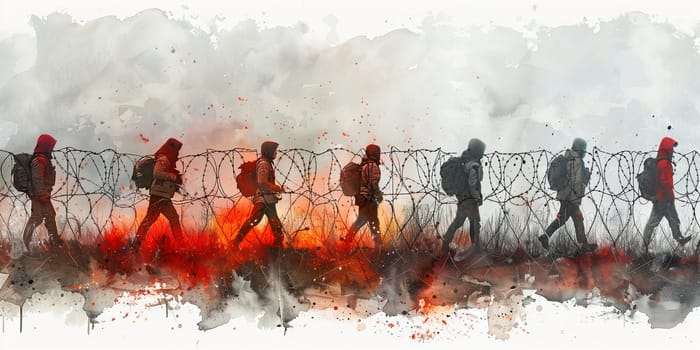 World refugee day, global immigration, barbed wire, exile camp, illegal border crossing, prison fence, human rights and racism