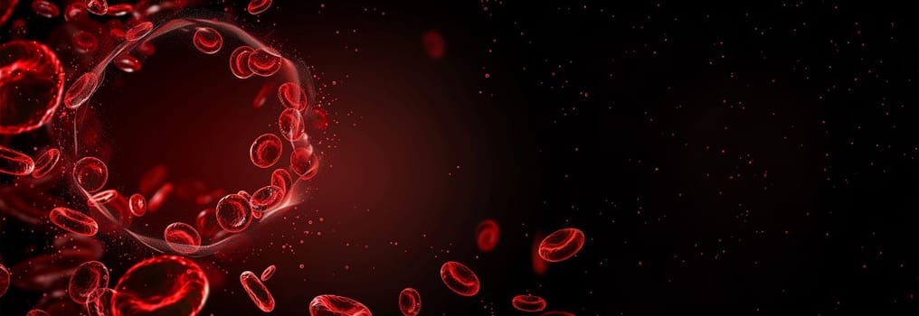 Sick Red Blood Cells Flowing Inside Human Vein. Health Problem. Perfect Loop. Science And Health Related High Quality 3D Animation. Science and health copy space medical