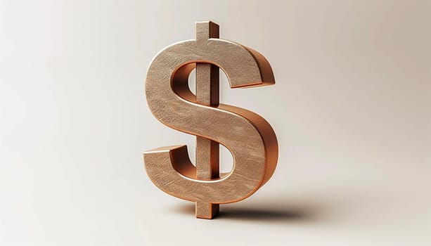 USD golden dollar sign. Gold coin in 3D animation with a rotating Dollar sign on beige Background. For Business and Financial Concepts. The US Dollar is the official currency of the US and several other countries. Copy space USA