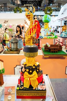 CentralWorld, Bangkok, Thailand - NOV 11, 2023 Lin Thailand Sweet Creation 2023, The sculpted sugar cake contest in CentralWorld Bangkok, Thailand.