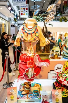 CentralWorld, Bangkok, Thailand - NOV 11, 2023 Lin Thailand Sweet Creation 2023, The sculpted sugar cake contest in CentralWorld Bangkok, Thailand.
