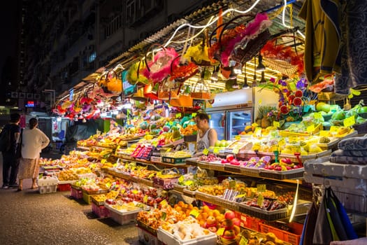 Hong Kong 05 April 2024: Fruit store in Fayuen street in Mongkok district at Hong Kong city