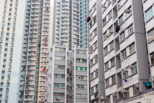 Hong Kong 02 April 2024: Hong Kong real estate facade