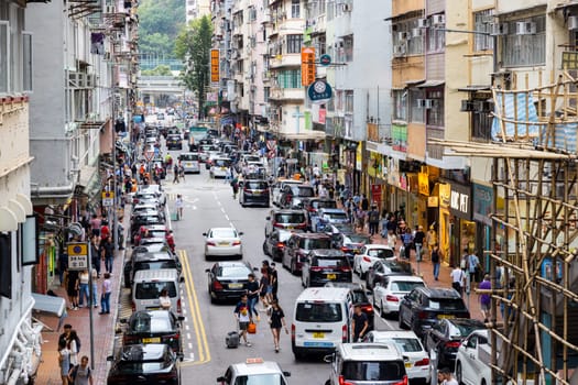 Hong Kong 25 April 2024: Hong Kong city with busy traffic jam