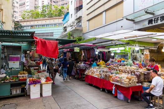 Hong Kong 27 April 2024: Hong Kong wet market in Wan chai district