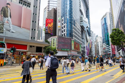 Hong Kong 08 April 2024: Hong Kong city street in Causeway Bay district