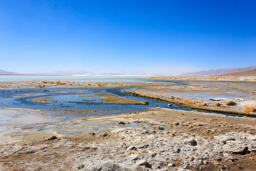 Bolivian lagoon landscape,Bolivia.Andean plateau view