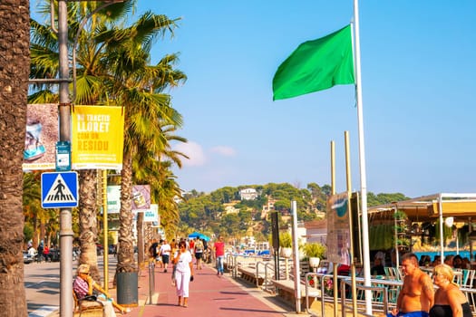 Lloret de Mar, Catalonia, Spain, 01 October 2019. Beach promenade in Lloret de Mar on the Costa Brava on the Mediterranean Sea.