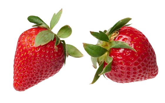 Red ripe strawberry on isolated background, close up. Set