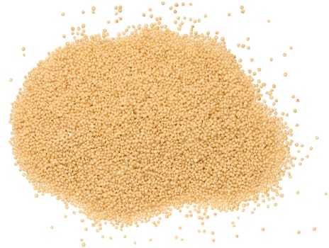 Amaranth seeds scattered on a white isolated background, top view