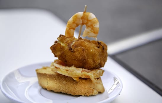 Detail of typical Spanish pinchos, food and fun