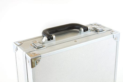 Metal suitcase.Selective focus with shallow depth of field