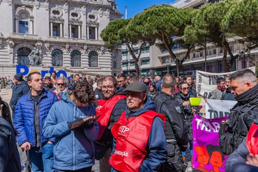 Porto, Portugal: May 1, 2024: Celebration and Protest of the May 1in Portugal, Labour Day, in Porto, Portugal
