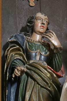 Statue of the saint on the Altar of Saints Fabian and Sebastian in the Parish Church of the Assumption of the Virgin Mary in Gornja Rijeka, Croatia