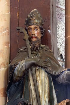 Statue of the saint on the Altar of St. Joseph in the Parish Church of the Assumption of the Virgin Mary in Gornja Rijeka, Croatia