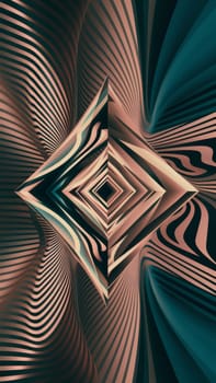 Abstract geometric design featuring a diamond-shaped structure and wavy lines creating an optical illusion effect. AI-generated.