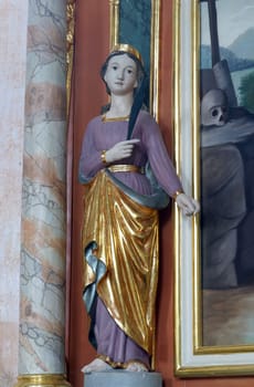 Statue of Saint on the altar of Saint Rosalia in the Chapel of Our Lady of the Snows in Risvica, Croatia
