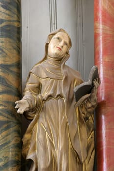 Saint Elizabeth, statue on the main altar in the parish church of Our Lady of Sorrows of Carinthia in Krizevci, Croatia