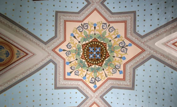 Fresco on the ceiling of the parish church of Our Lady of Snow in Dubovac, Karlovac, Croatia