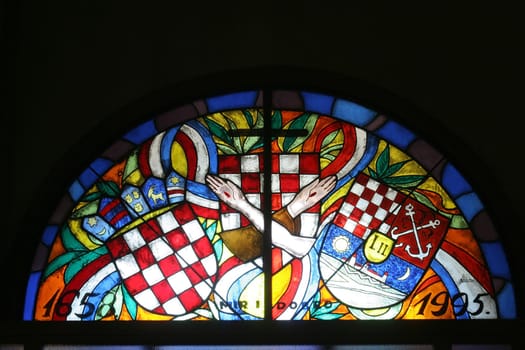 Stained glass window in the parish church of the Holy Trinity in Karlovac, Croatia