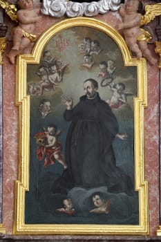 Altar of St. Francis Borgia in the parish church of Our Lady of Snow in Dubovac, Karlovac, Croatia