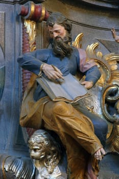 Saint Mark, statue on the pulpit in the parish church of Our Lady of Snow in Kutina, Croatia
