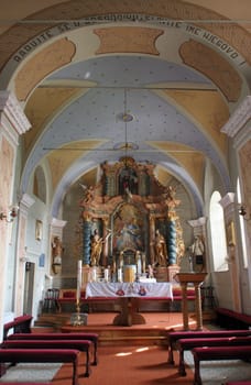 Main altar in the parish church of the Holy Trinity in Klenovnik, Croatia