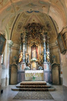 The altar of Our Lady of the Scapular in the church of the Blessed Virgin Mary in Jastrebarsko, Croatia