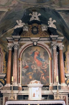 The main altar in the church of the Blessed Virgin Mary in Jastrebarsko, Croatia